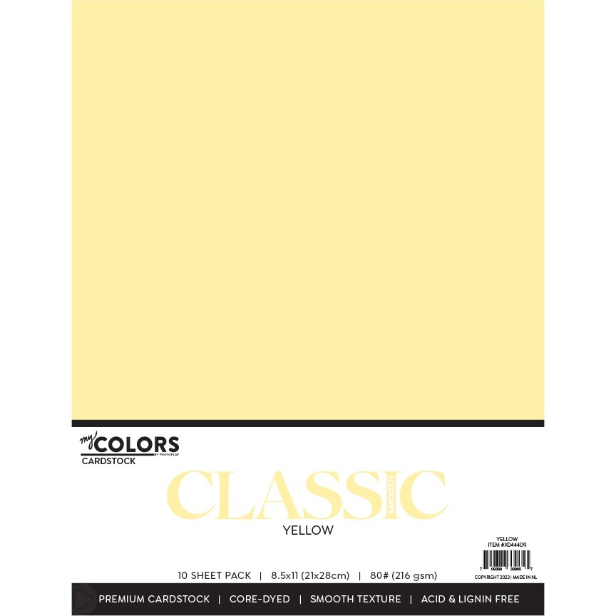 My Colors Classic 80lb Weight Cardstock 8.5&#x22;X11&#x22; 10/Pkg-Yellow