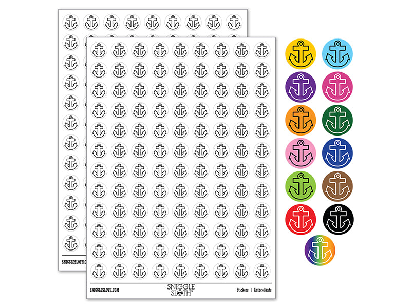 Boat Anchor Nautical Outline 200+ 0.50&#x22; Round Stickers