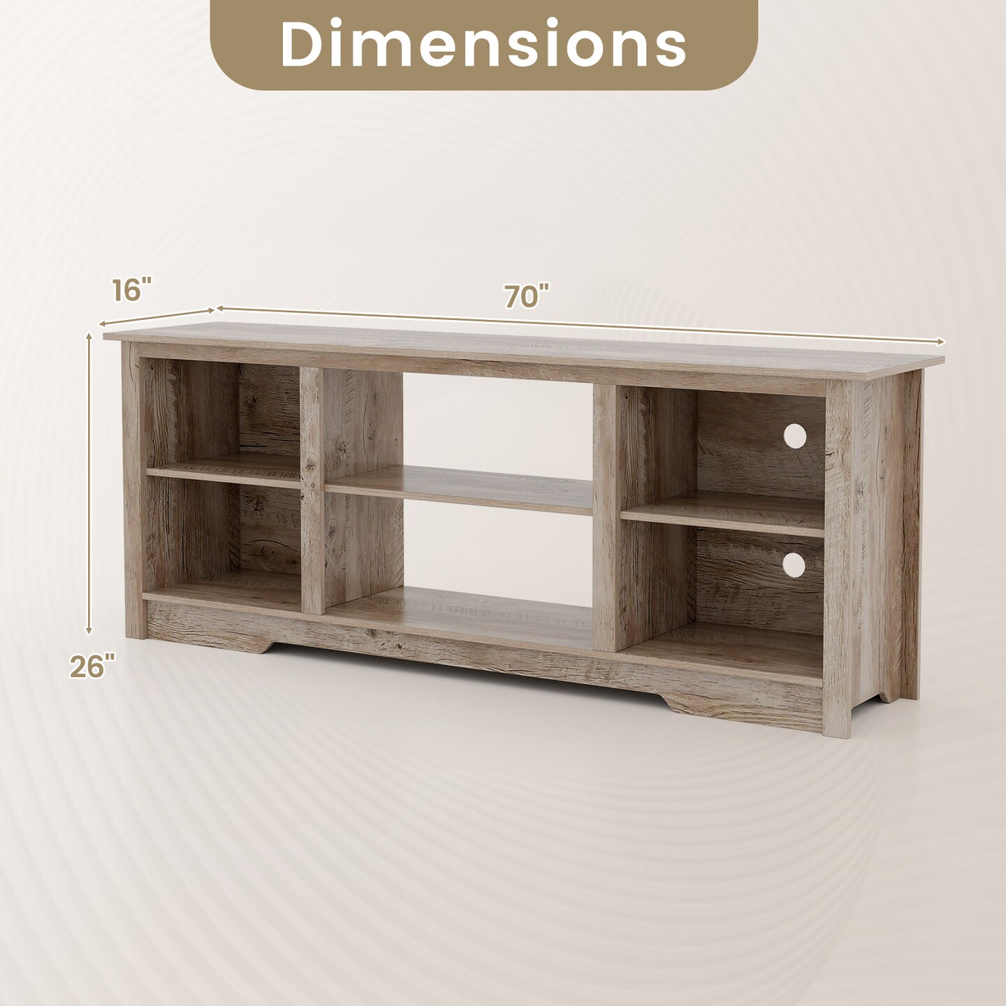 70-Inch TV Stand for up to 75&#x22; Flat Screen TVs with Adjustable Shelves - 70&#x22; x 16&#x22; x 26&#x22;(L x W x H)