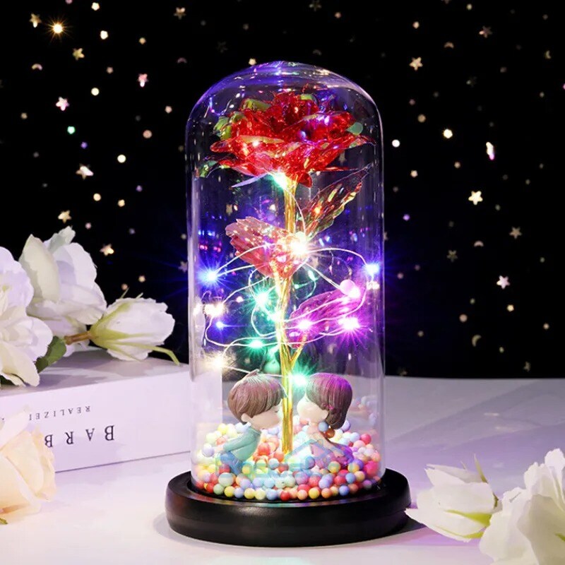 LED Galaxy Enchanted Rose Glass