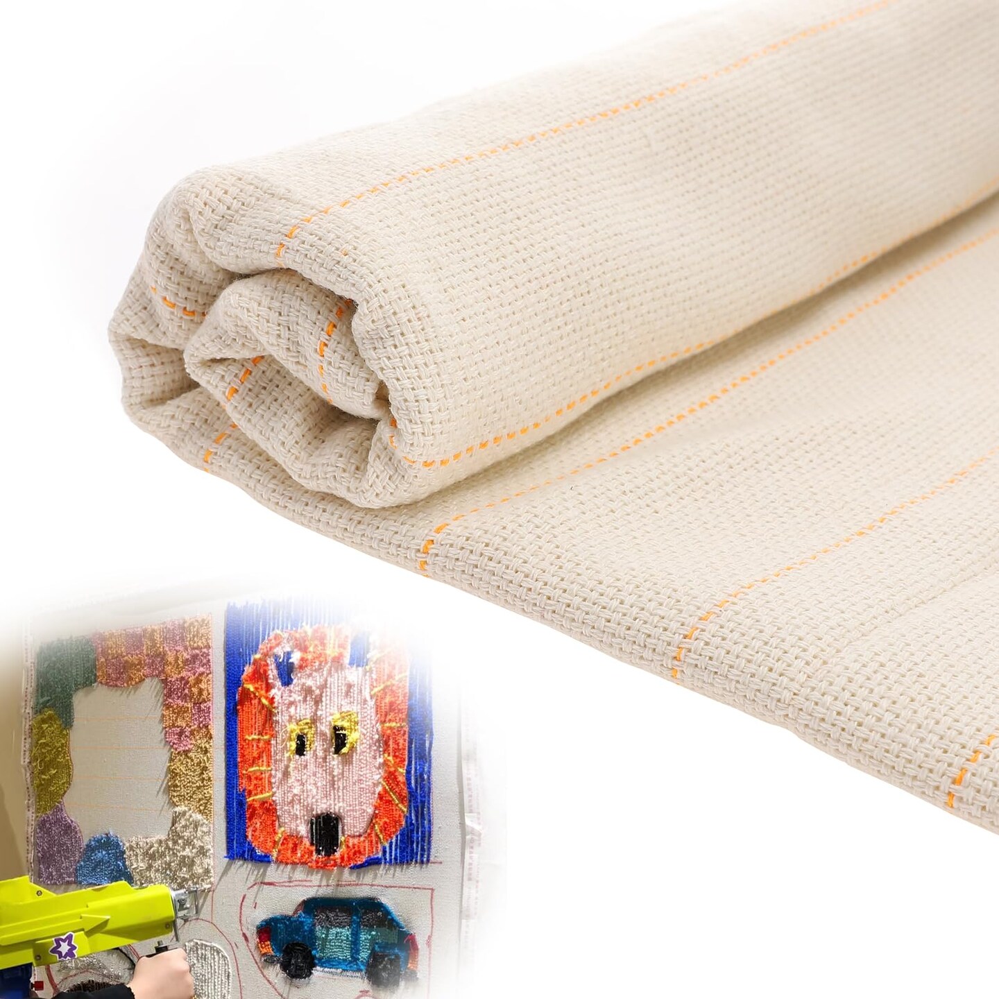 40&#x22; &#xD7; 40&#x22; Large Overlocking Tufting Cloth with Marked Lines- Primary Monk&#x27;s Cloth Punch Needle Fabric for DIY Rug-Punch Tufting Gun