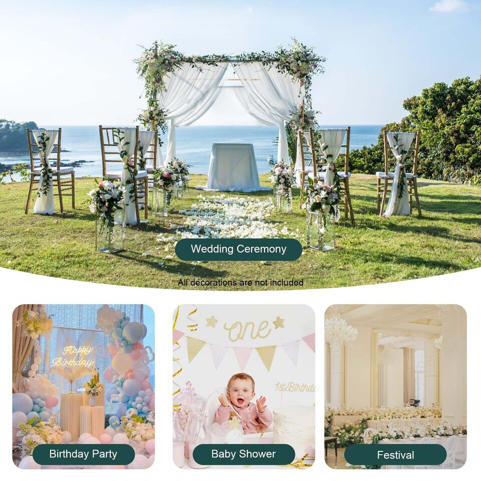 9.8 FT Metal Square Flower Frame Wedding Arch Backdrop Stand