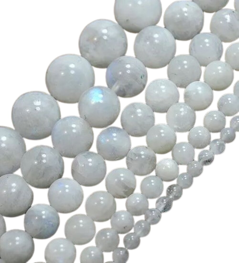 Kitcheniva Natural Smooth Moon Stone Round Beads 15.5&#x22;