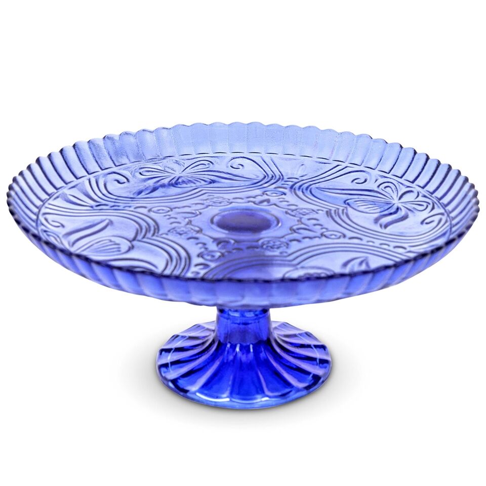 Vintage-style 10&#x201D; Flower Glass Cake Stand