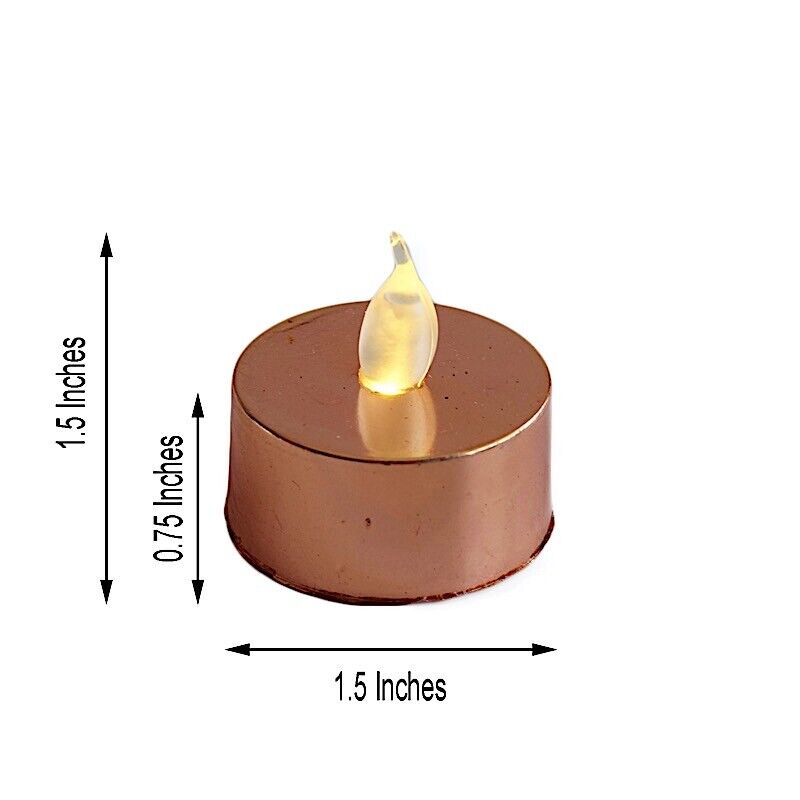 METALLIC ROSE GOLD 12 LED Tealight Candles Lights