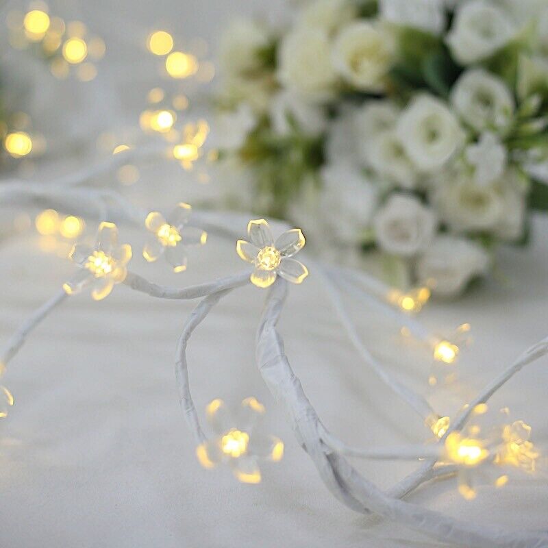 8.5 ft Warm White LED Cherry Blossom Battery Operated Fairy STRING LIGHTS