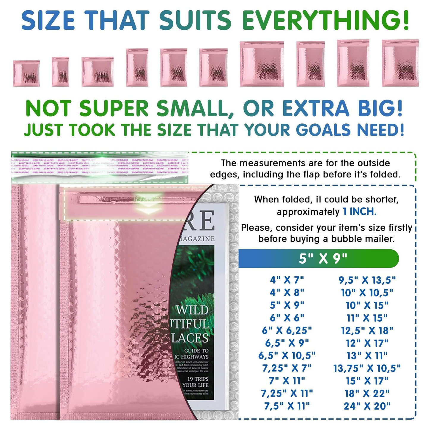 Rose Gold Metallic Bubble Mailers 6.5 x 9 Pack of 25 Opaque Mail Bubble Envelopes with Sturdy Adhesive Line Reliable Padded Shipping Envelopes Waterproof Padded Envelopes Various Sizes