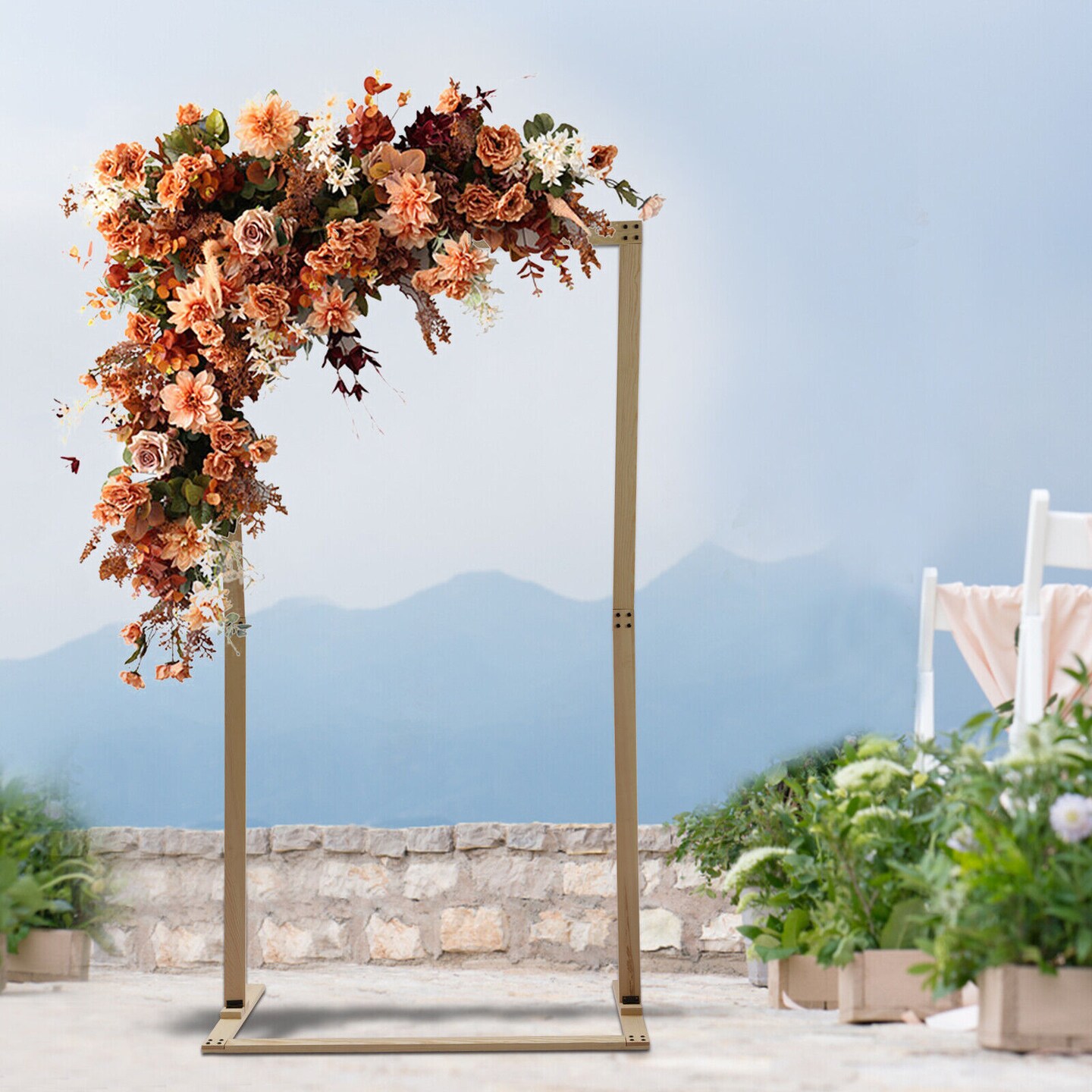 Kitcheniva Elegant Square Wooden Arch Backdrop Stand Decor (7FT)
