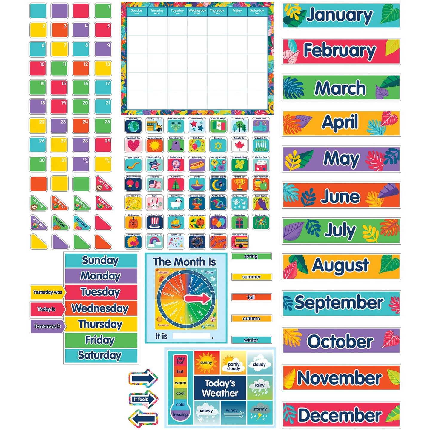 One World Calendar Bulletin Board Set, 134 Pieces