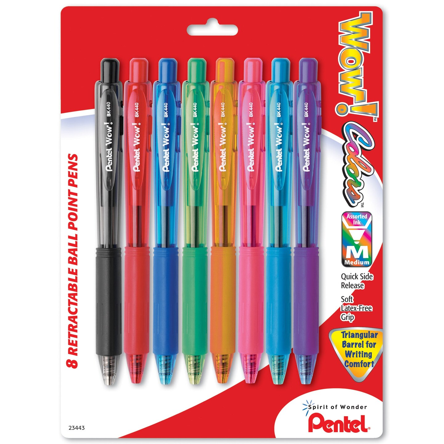 WOW!&#x2122; Retractable Ball Point Pens, Assorted, 8 Per Pack, 6 Packs