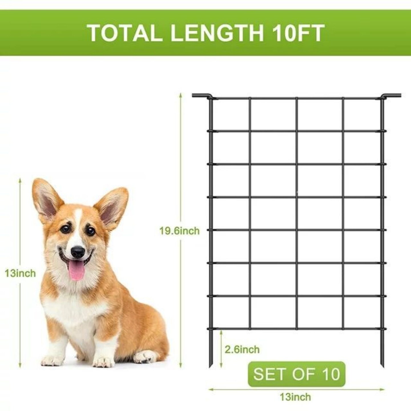 10pcs Square 10ft Connecting Garden Fence