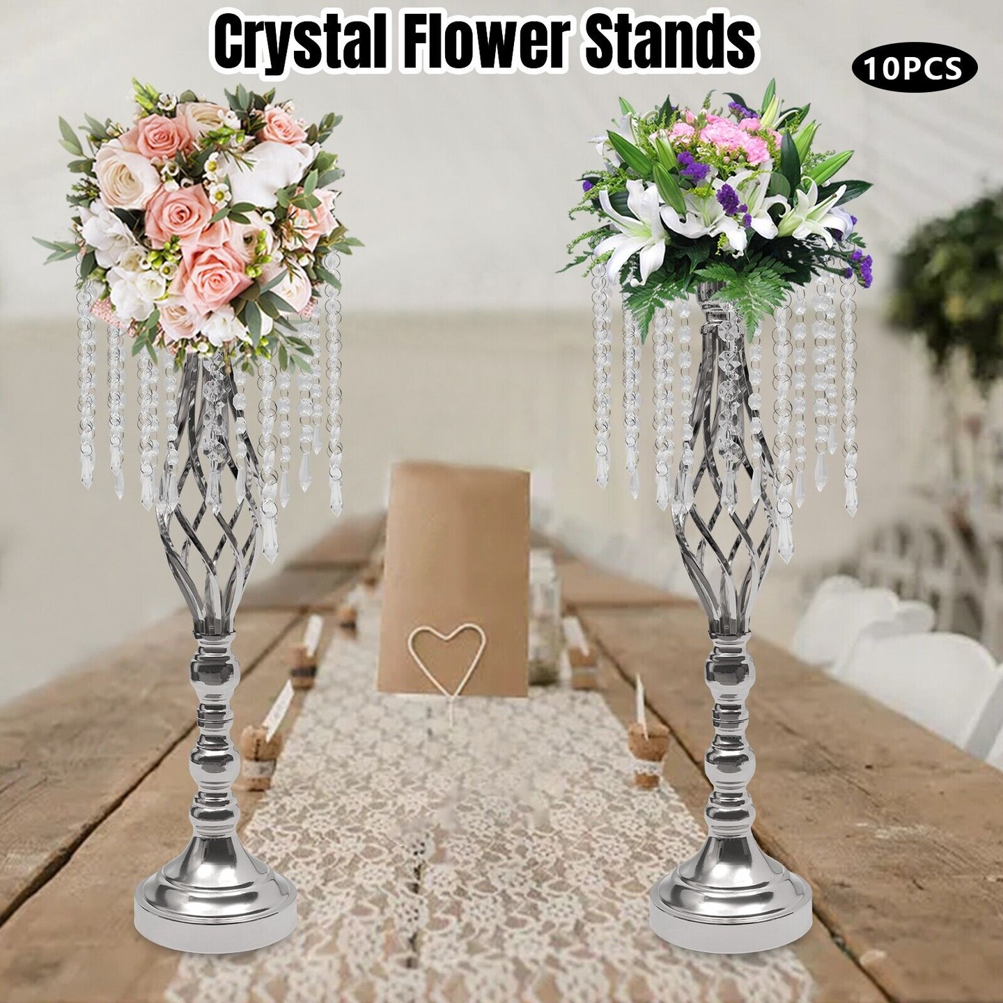 Kitcheniva Crystal Wedding Table Centerpieces Flower Racks 21.7 Inch 10 Pcs