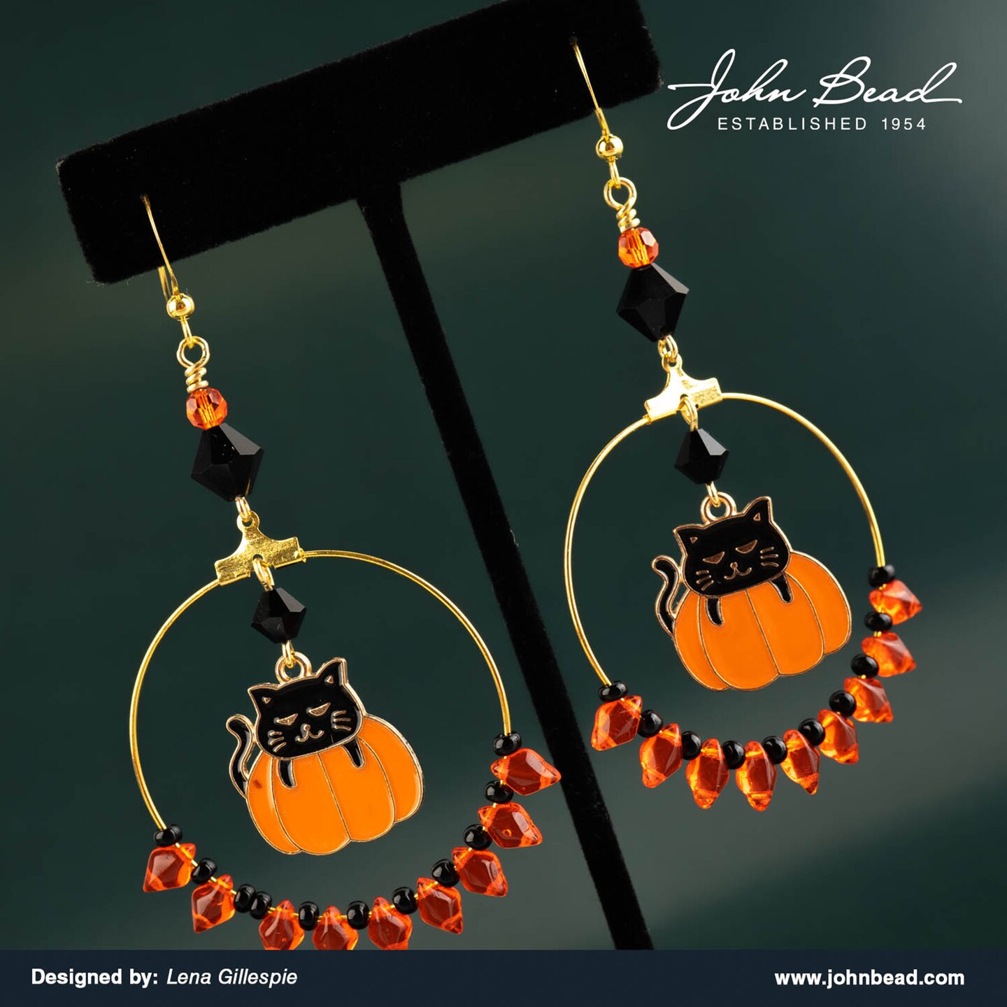 John Bead Sweet & Petite Pumpkin Witch Halloween Charms, 4pcs
