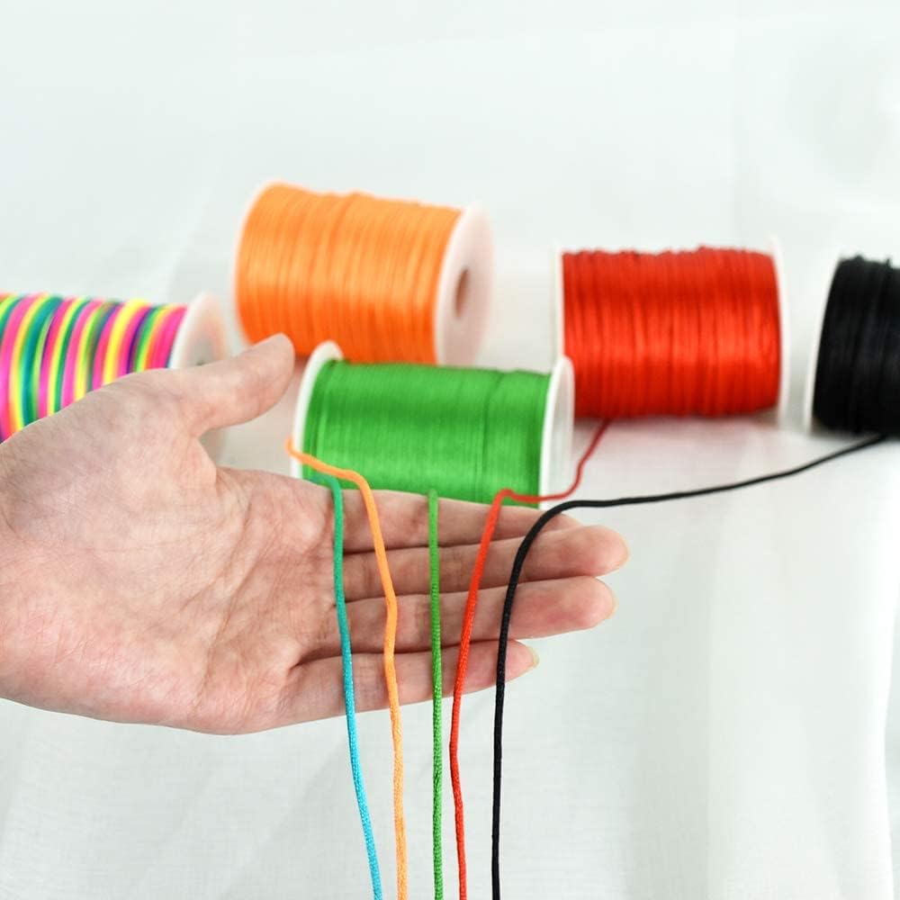 2mm x 110 Yards Black Nylon Cord Satin String for Bracelet Jewelry Making Rattail Macrame Waxed Trim Cord Necklace Bulk Beading Thread Kumihimo Chinese Knot CraftSCJ7F-00-B08VH-1