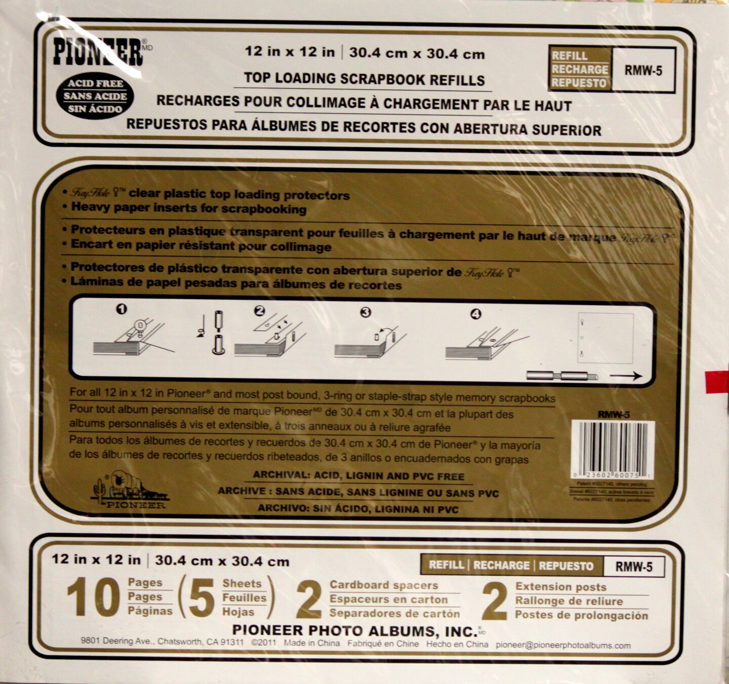 Pioneer 12 x 12 Top Loading Scrapbook Refill Pages