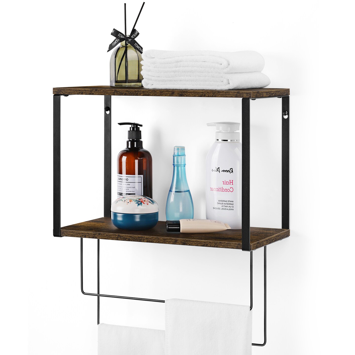 2-Tier Storage Rack, Two Iron Wire Towel Bars