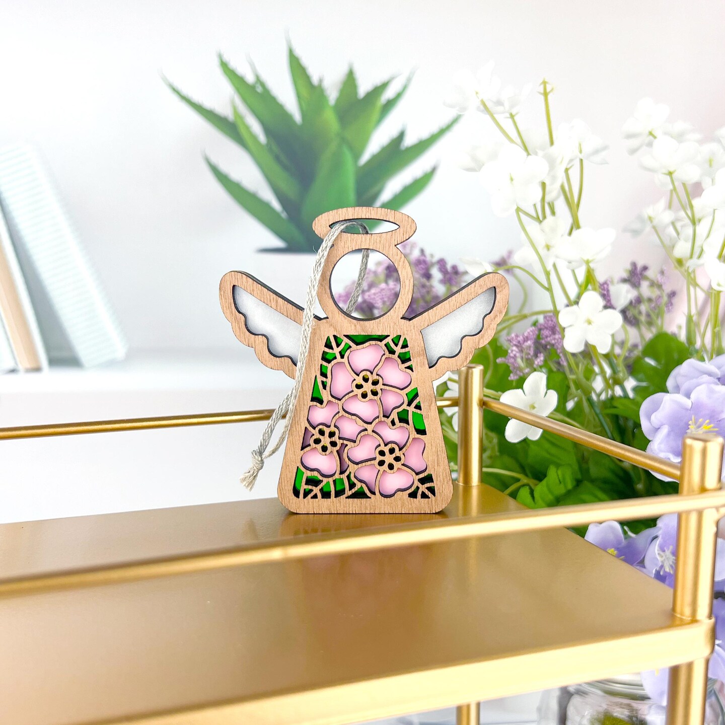 3.5&#x22; (H) Pink Evening Primrose Ornament - Handcrafted in Texas - Mother&#x27;s Angels&#xAE; Figurine - Mother&#x27;s Day Gifts