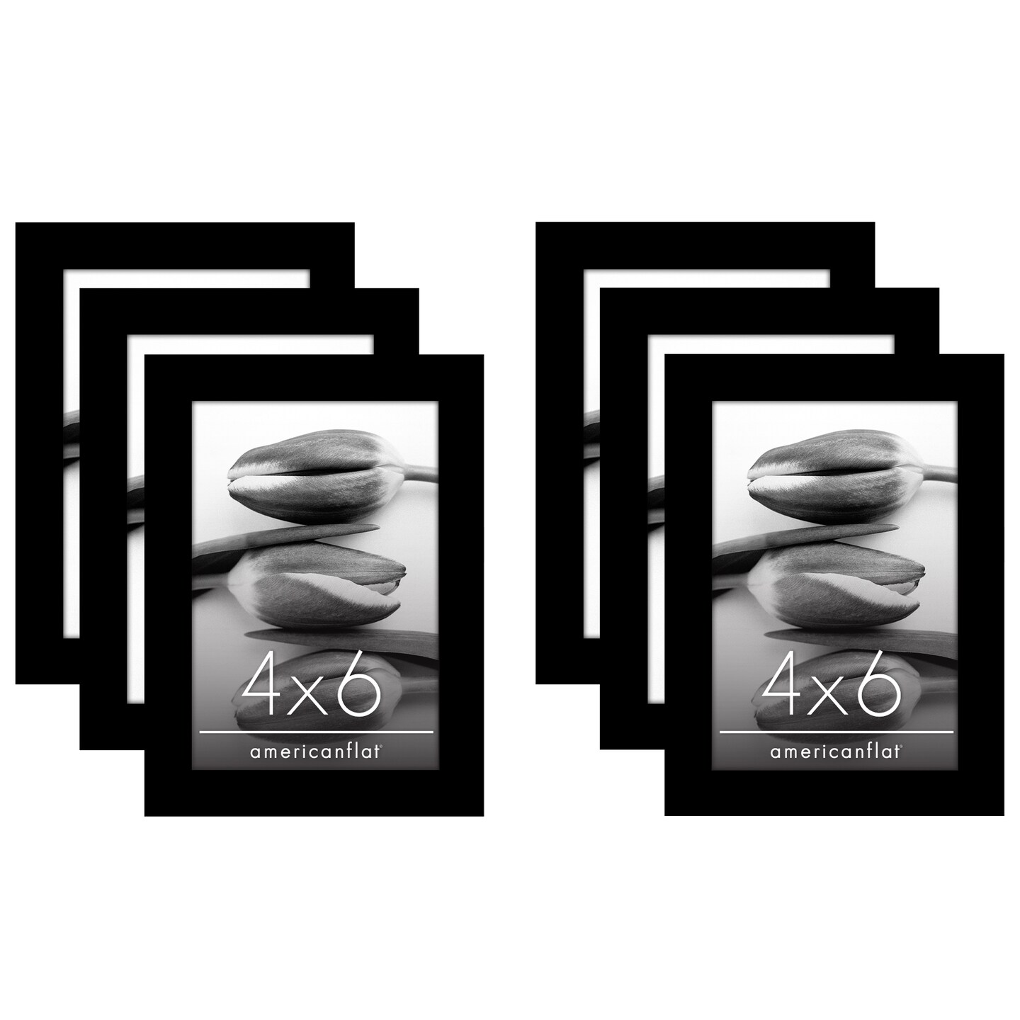 Americanflat Gallery Wall Picture Frames - Set of 6 - Picture Frame Set for Wall Decor - Plexiglass Cover - Hanging Hardware - Includes Easel - Black