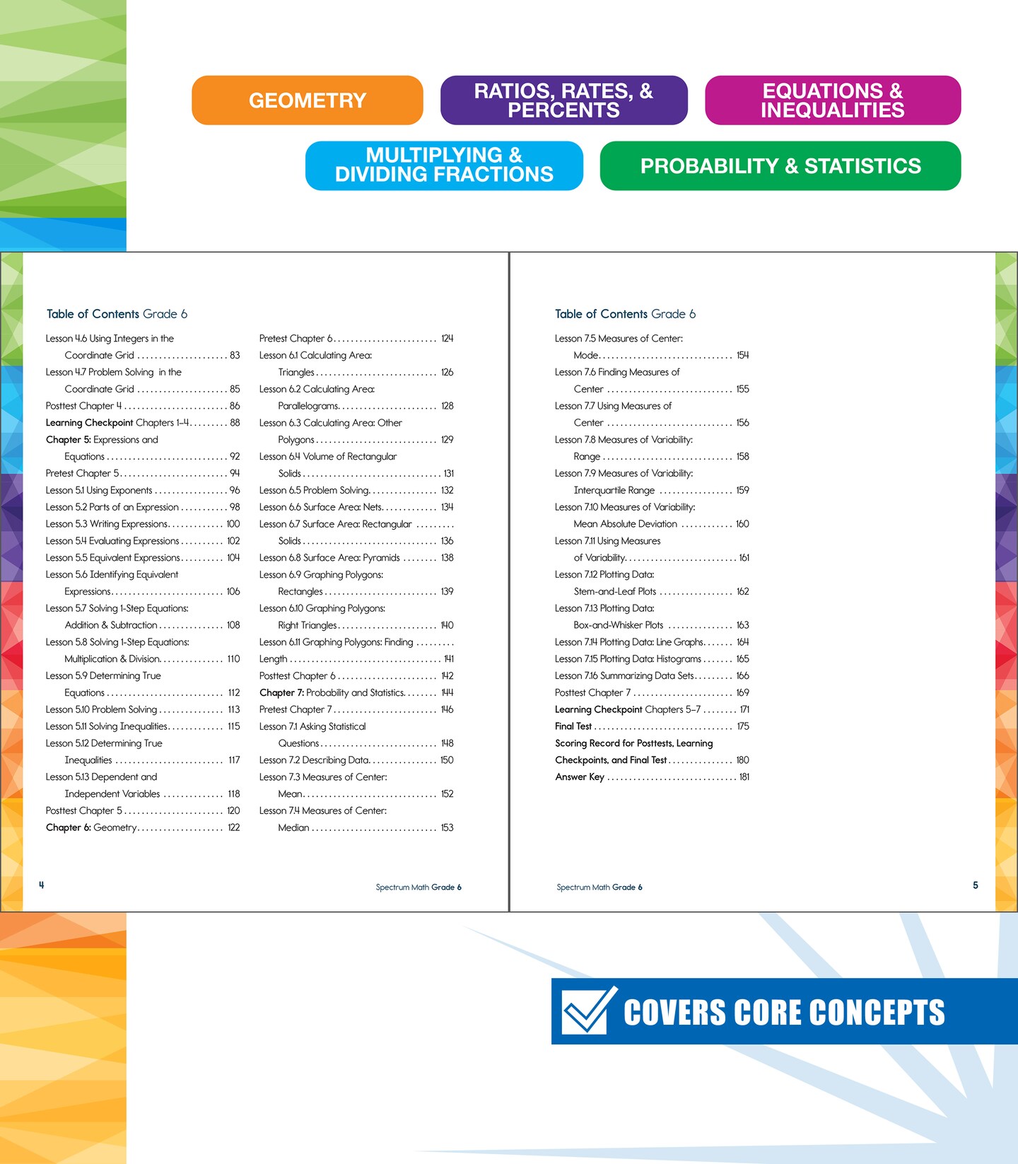 Spectrum 6th Grade Math Workbook, Activity Book for Kids Ages 11-12, Geometry, Ratio, Mathematics Equations, Multiplication and Division of Fractions, and More, Classroom or Homeschool Curriculum