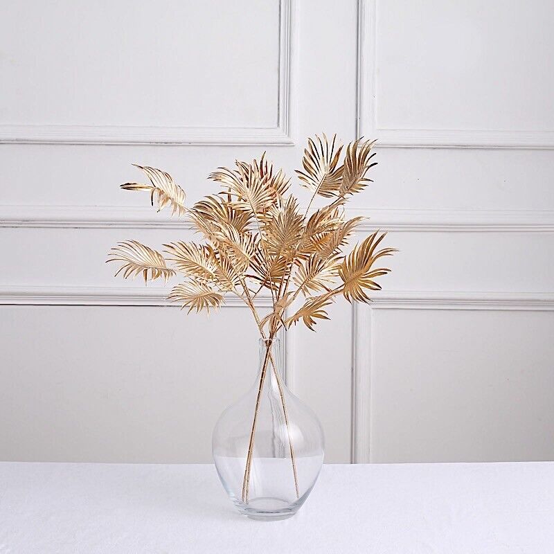GOLD 3 Metallic 24&#x22; Artificial Palm Leaves BRANCHES