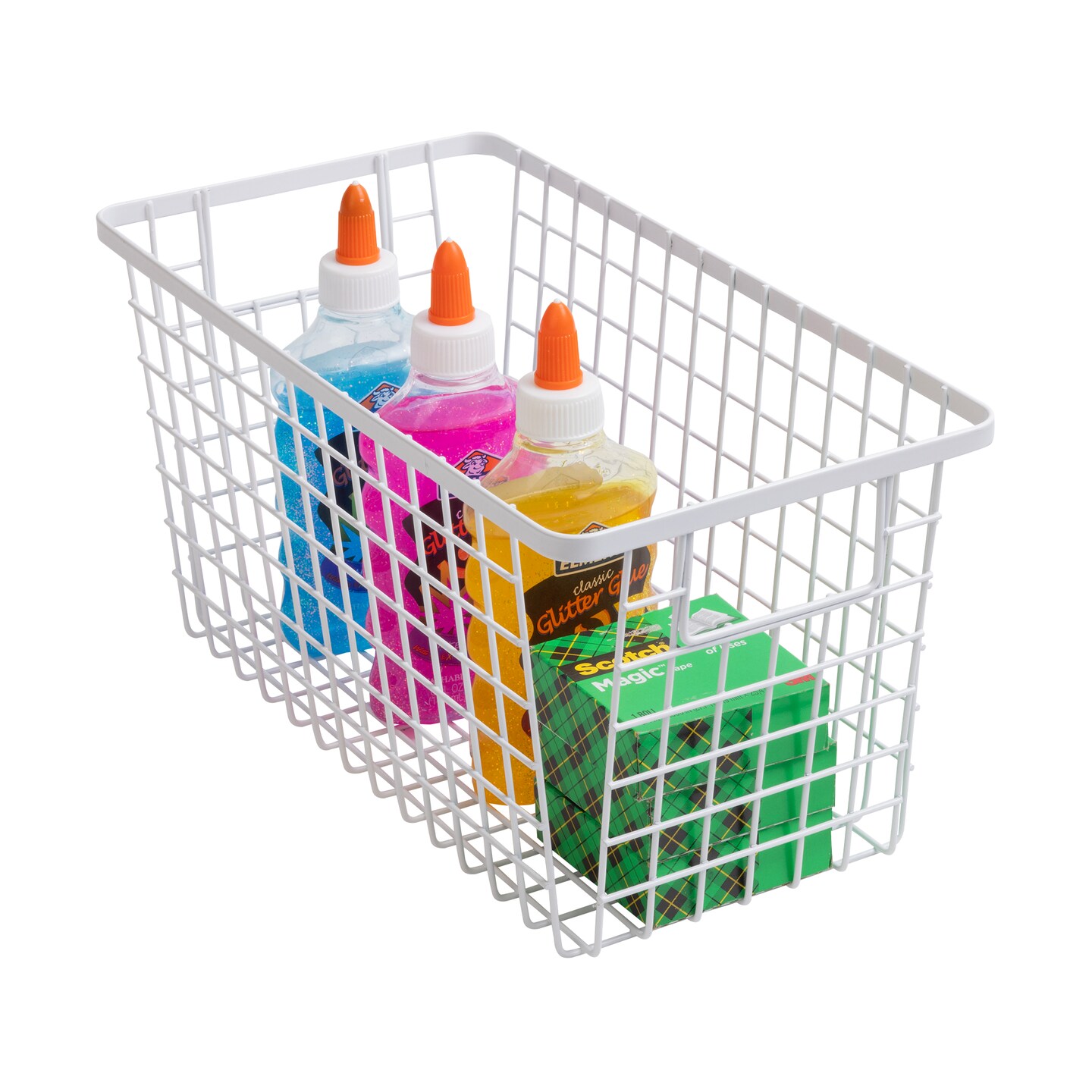 Smart Design Nestable Basket Organizer with Handles - Steel - 6 x 12 x 6 - White - Set of 4