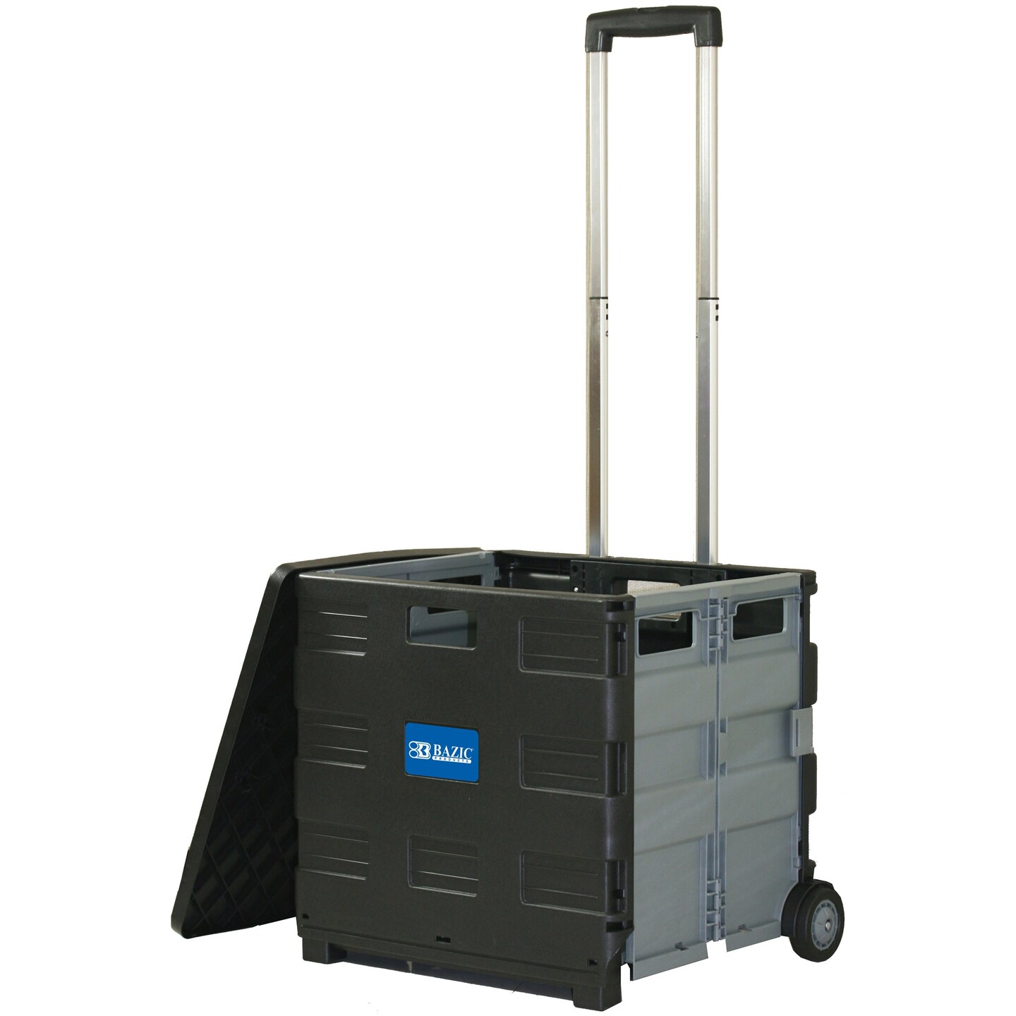 Folding Cart on Wheels w/Lid Cover, 16&#x22; x 18&#x22; x 15&#x22;, Black/Gray