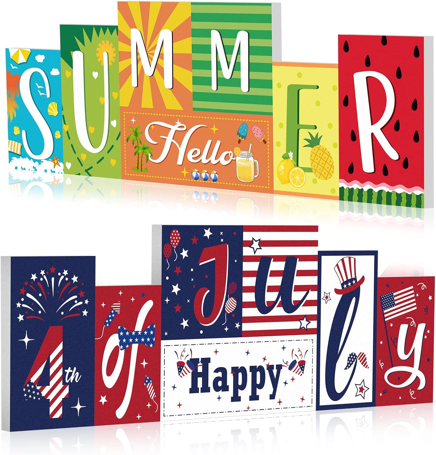 Reversible Summer Wooden Table Sign