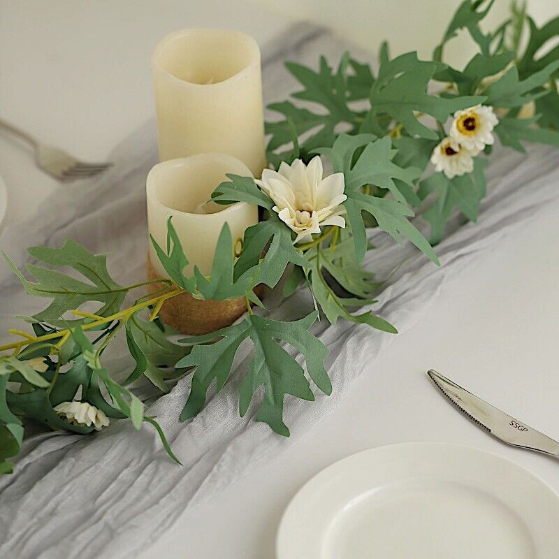 6 feet Cream SILK Daisy FLOWERS Garland Leaves Hanging Vine