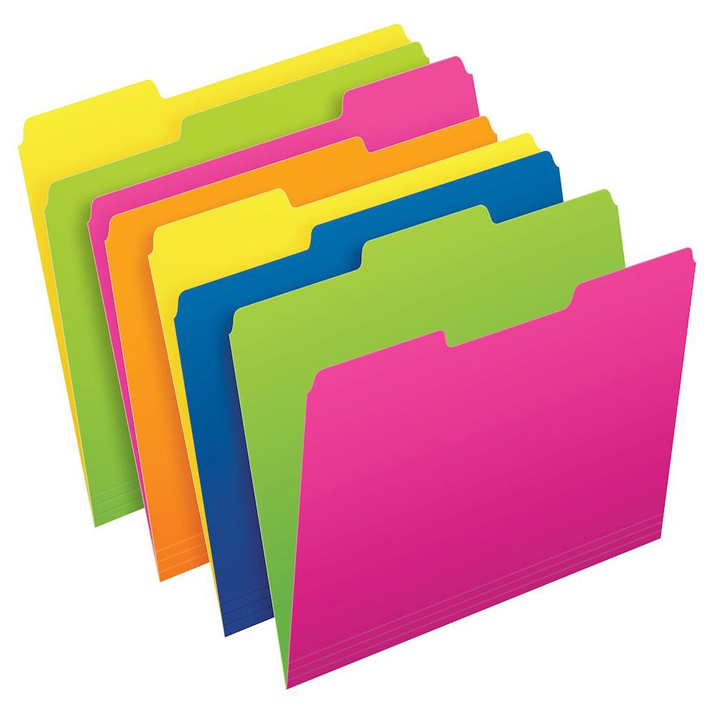 Twisted Glow File Folders, Letter Size, Assorted Colors, 1/3 Cut, Pack ...