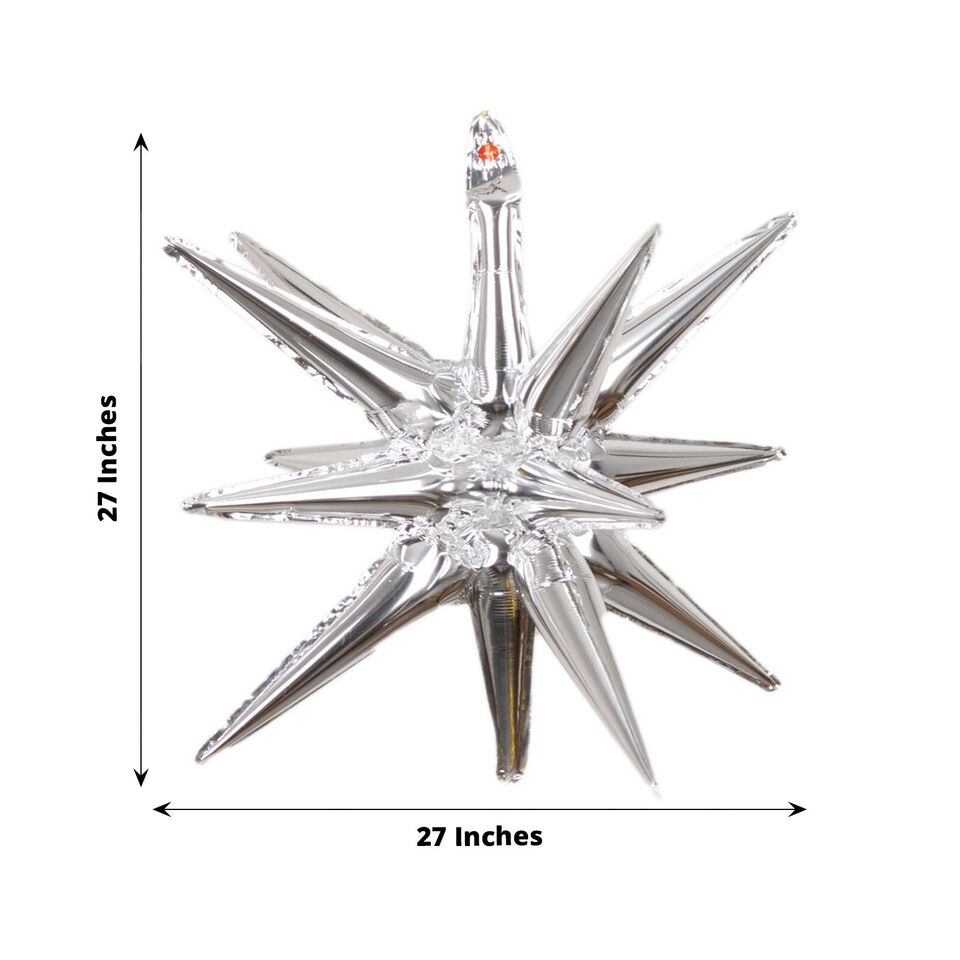 5 SILVER 27" Metallic Mylar Foil DIY Starburst BALLOONS Kit