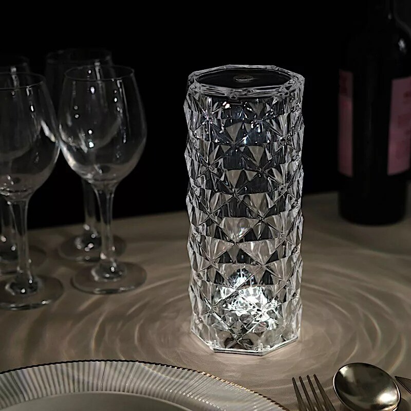 9&#x22; CLEAR Acrylic Crystal DESK LAMP Decorative Rose LED Light