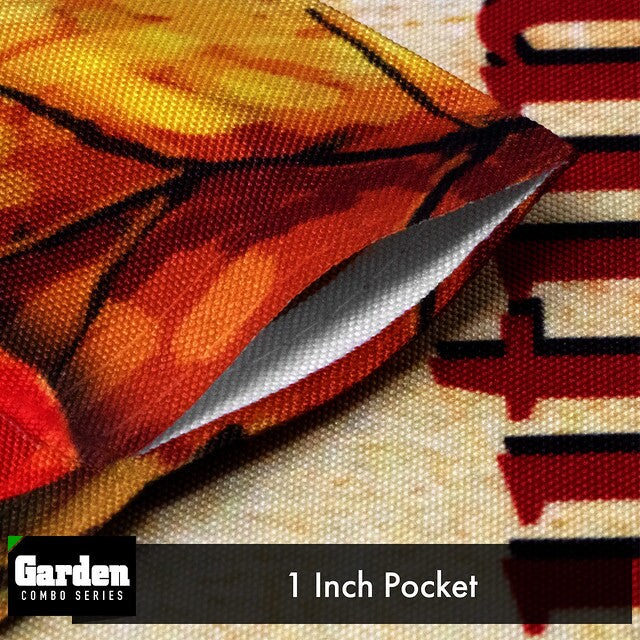 G128 Combo Pack: Garden Flag Stand Black 36x16 Inch & Garden Flag Autumn Greetings Large Maple Leaf 12x18 Inch