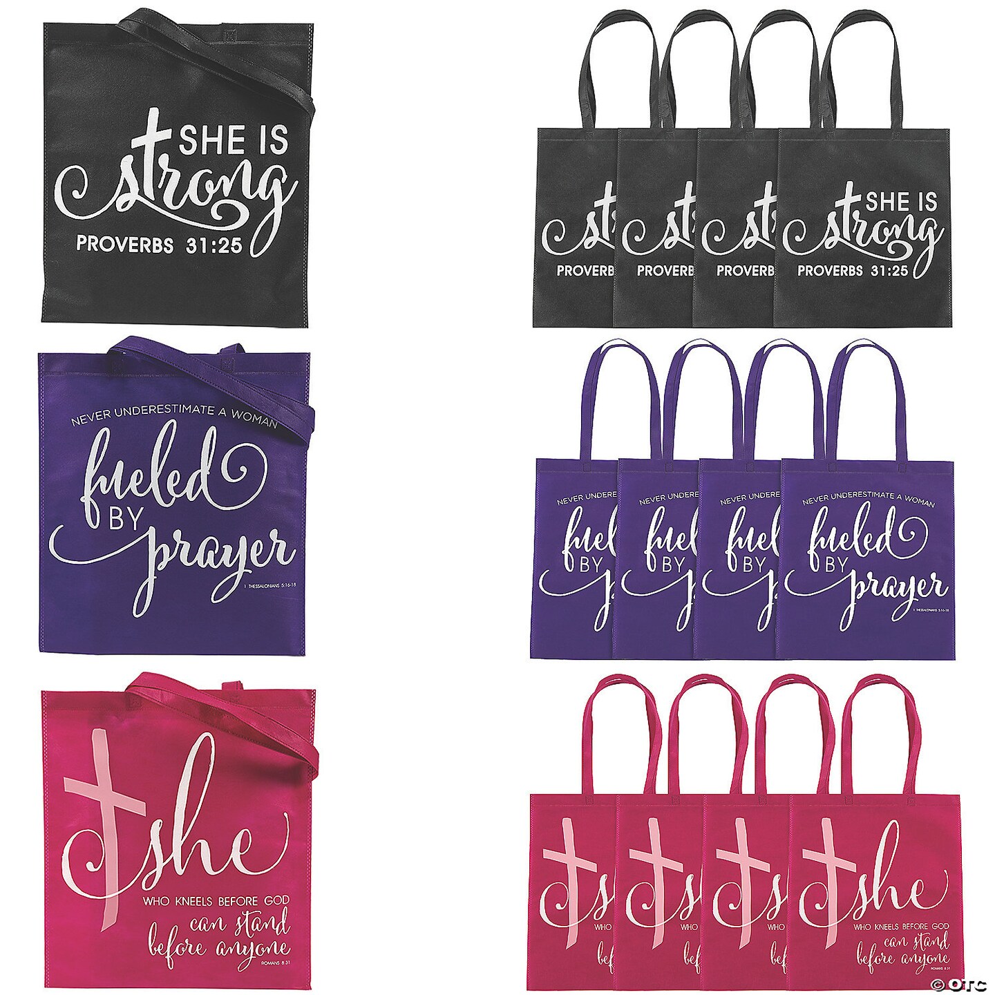 15&#x22; x 17&#x22; Large Woman of God Nonwoven Tote Bags - 12 Pc