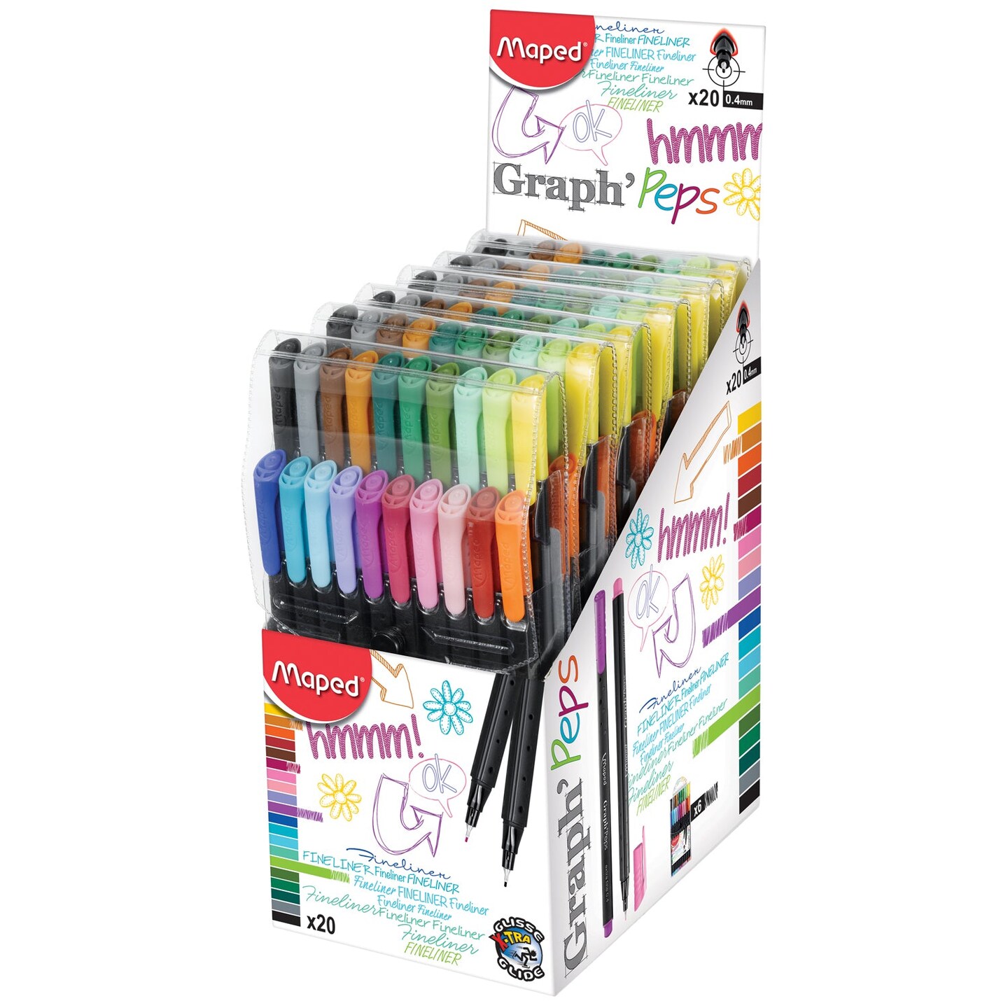 Graph&#x27;Peps 0.4mm Fine Felt Tipped Pens, Pack of 20