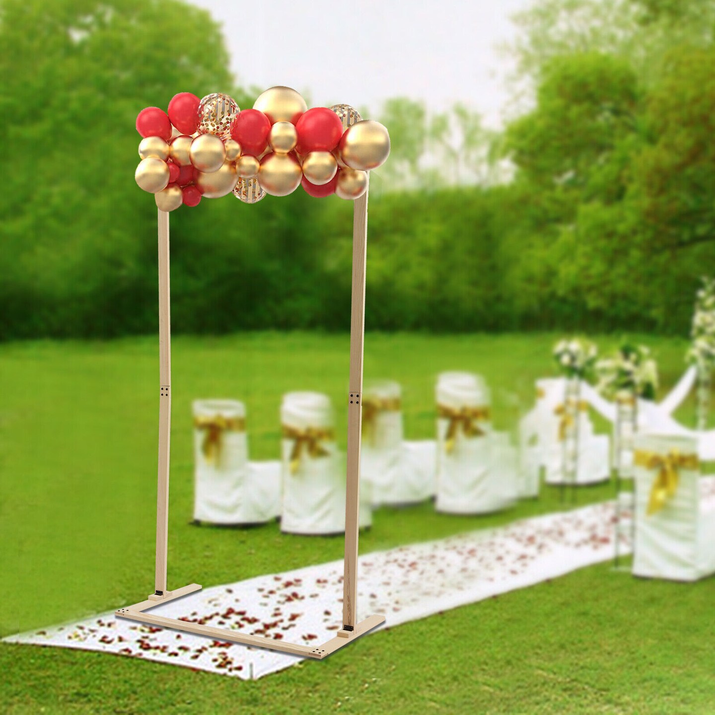 Kitcheniva Elegant Square Wooden Arch Backdrop Stand Decor (7FT)