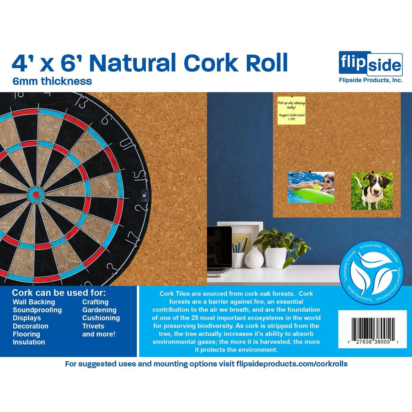 Cork Roll, 4&#x27; x 6&#x27;, 6mm Thick