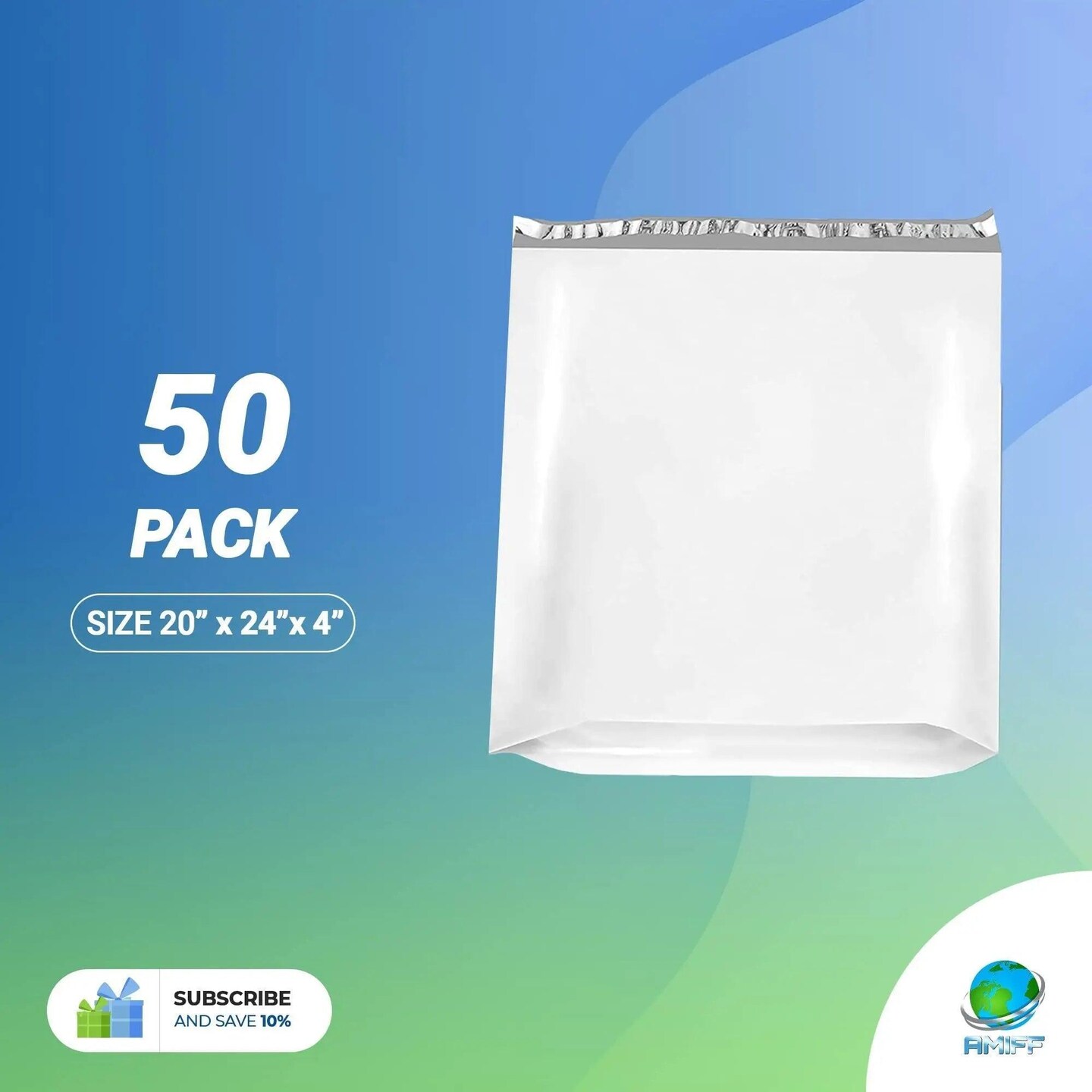 Gusseted Large Poly Mailers 20x24x4 Size. Pack of 50 White Poly Shipping Bags for Clothing 20 x 24 x 4 Polyethylene Flat Poly Mailer Bag 2.4 Mil Expansion Poly Mailers Bags Mailing Bags