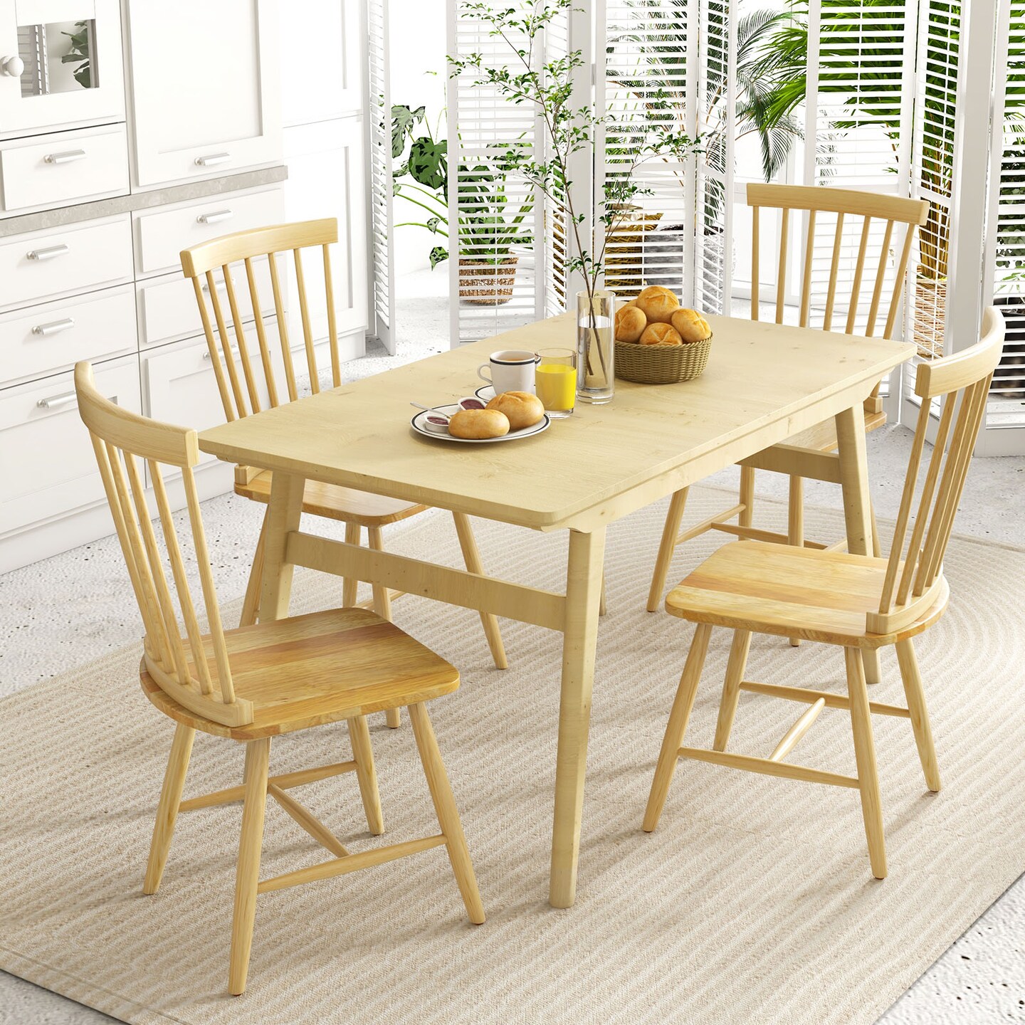Set of 2 Windsor Dining Chairs with High Spindle Back