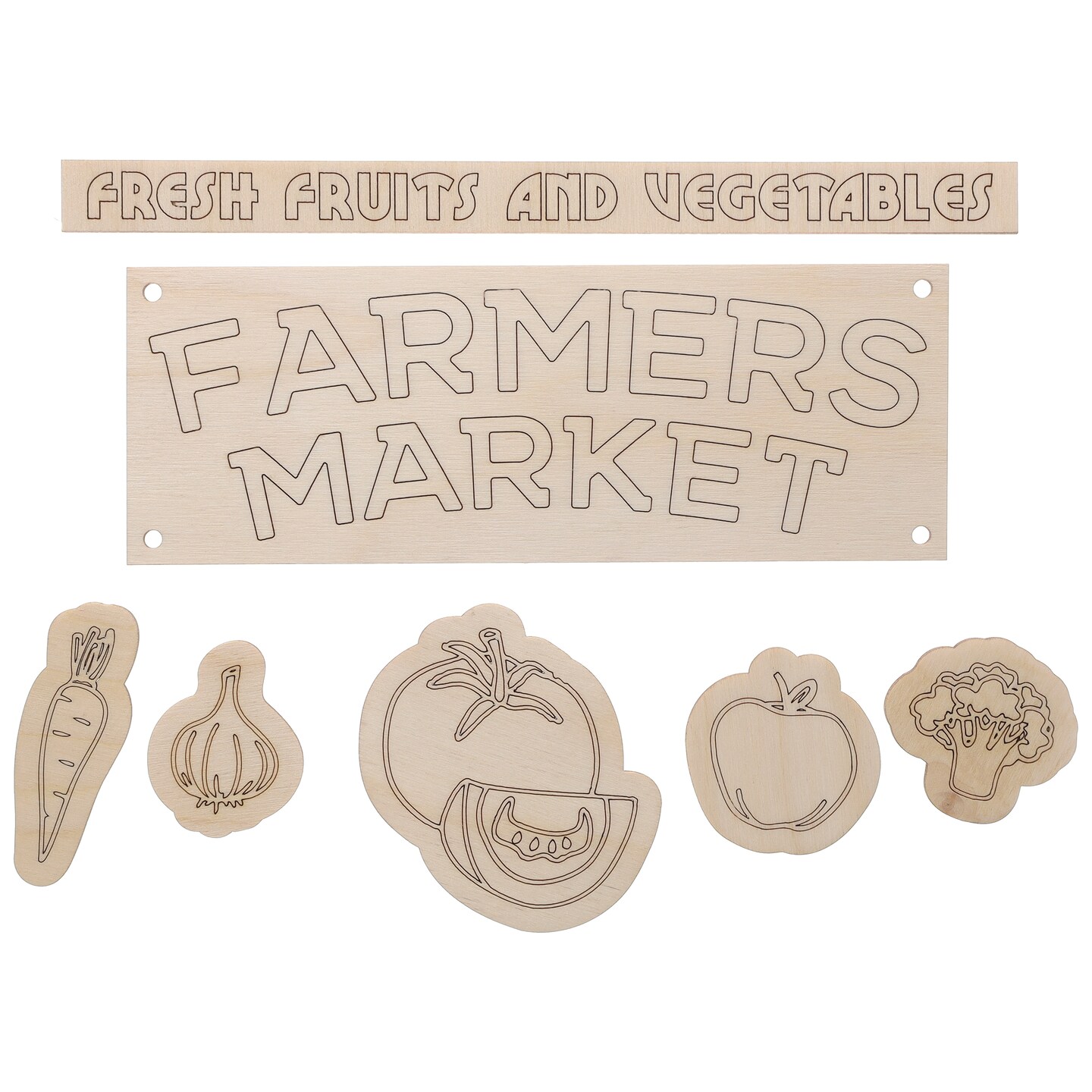 Hampton Art Crate Decor Themed Pack, Farmers Market, 7Pc - Wooden Tags & Blank Wooden Signs For Crafts, Perfect Wood Sign Set With Decorative Wood Words For Crafts And Diy Projects