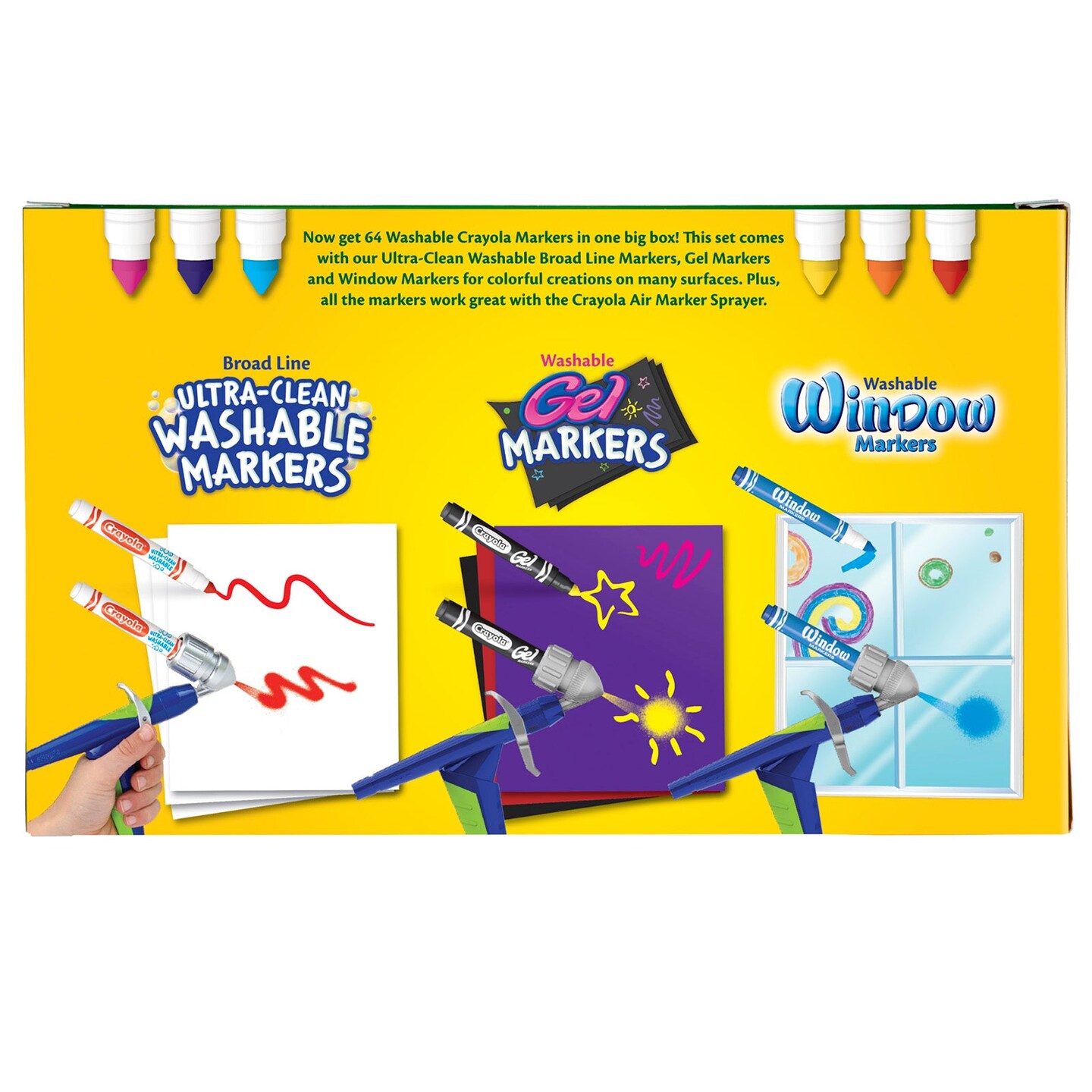 Washable Markers, Broad Line, Assorted Colors, Pack of 64