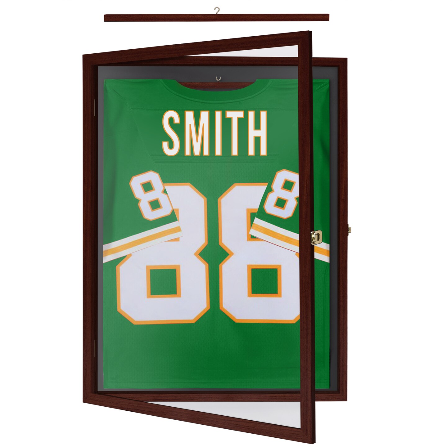 Americanflat 23x31 Lockable Jersey Display Case - Jersey Shadow Box Frame - Includes Built-in Hook for Jersey - Anti-Theft Lock - Polished Plexiglass Cover - Hanging Hardware
