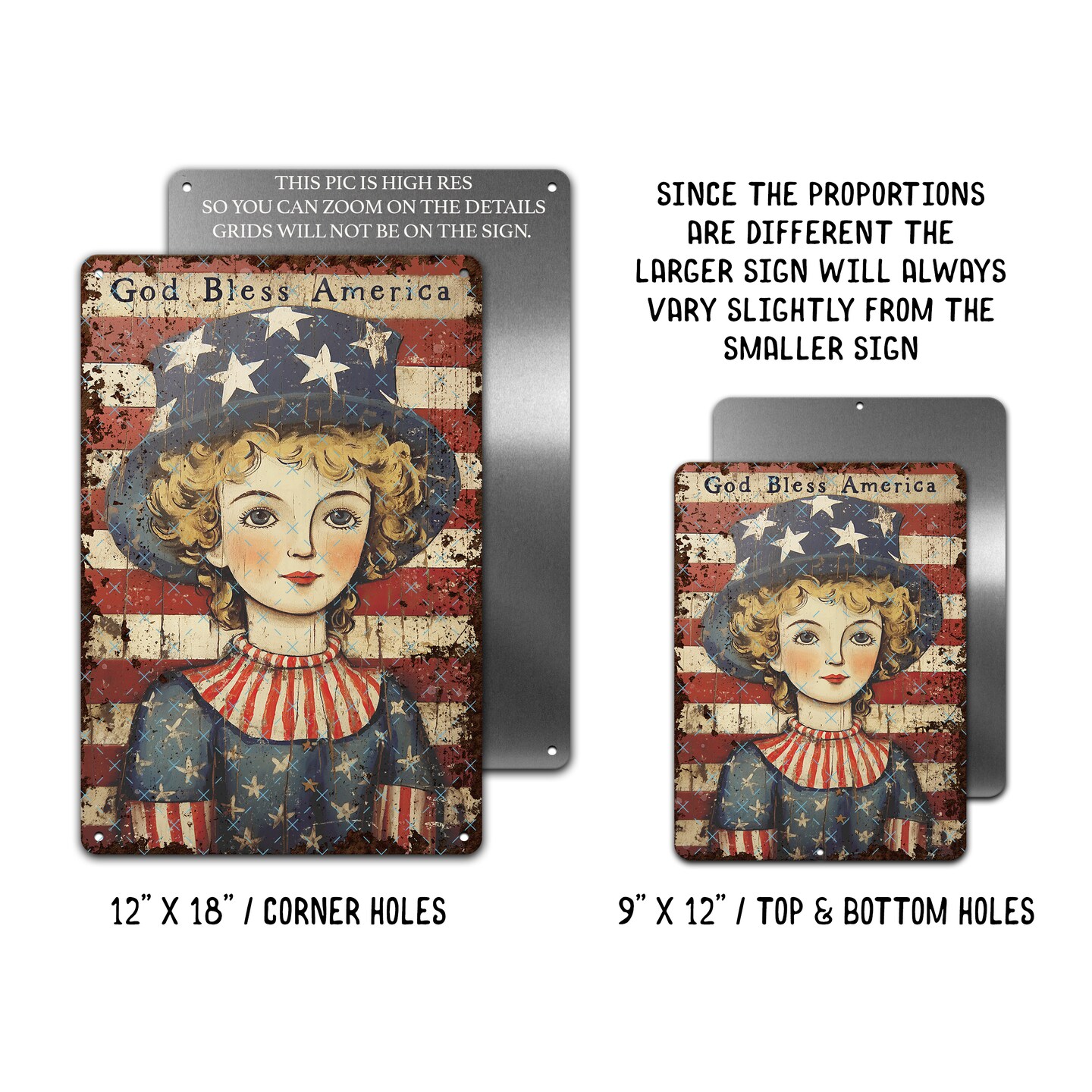 Primitive 4th of July Decor Metal Patriotic Sign - Rustic