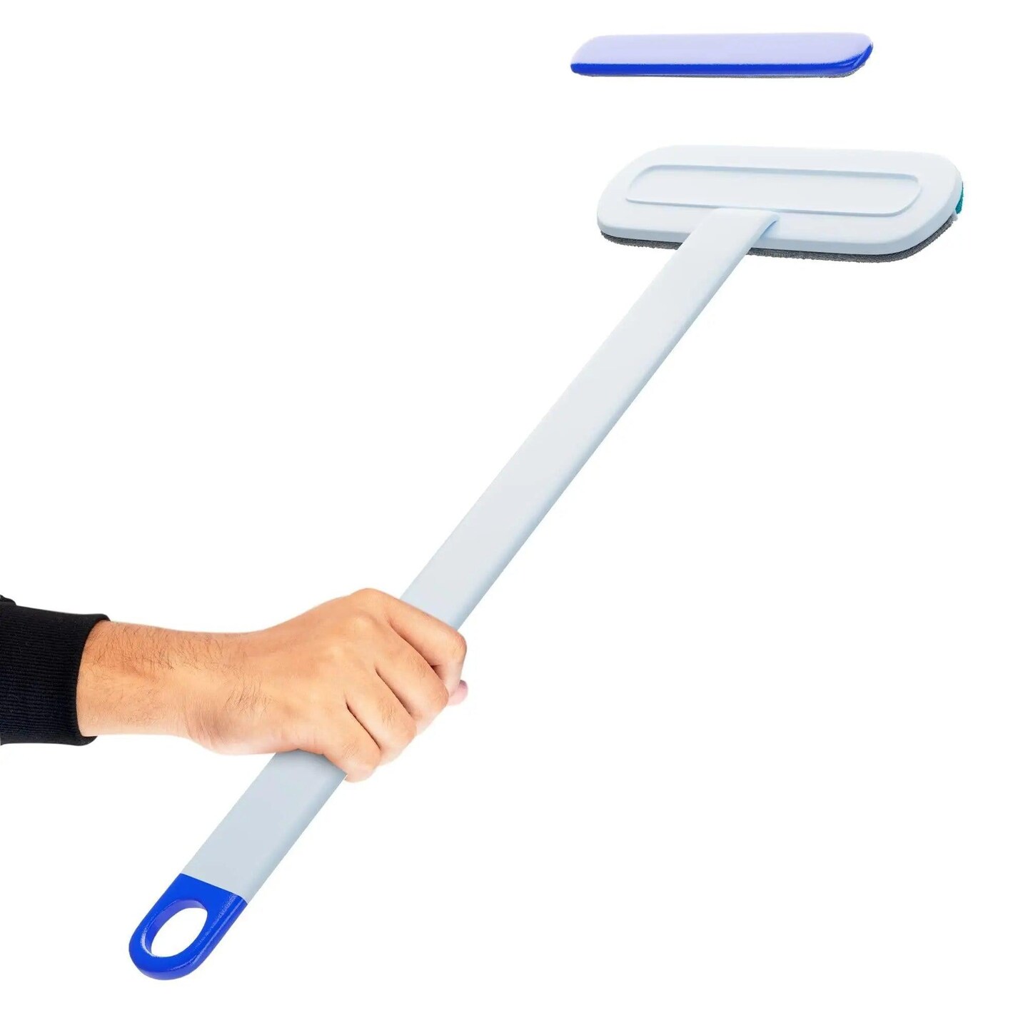 Window Screen Brush Cleaner 7.28 x 18.3 BlueWhite Multifunctional Screen Brush with Handle and Integrated Small Brush Double Sided Mesh Cleaner Brush for Glass Carpet Screen Cleaning Tool