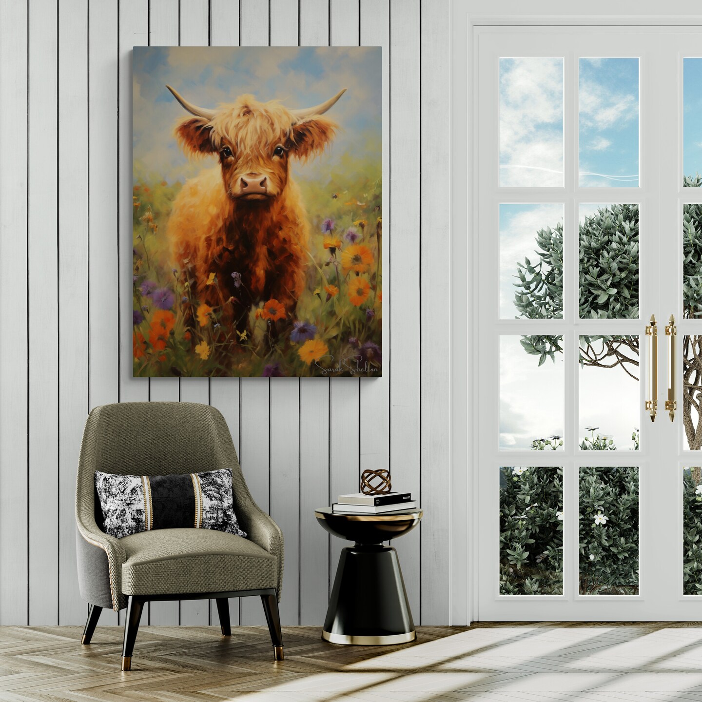 Hand Painted Cow Print on Premium Canvas Farmhouse Wall Decor for Nursery Gift for Farmer Ranch Home Decor Gift product 6