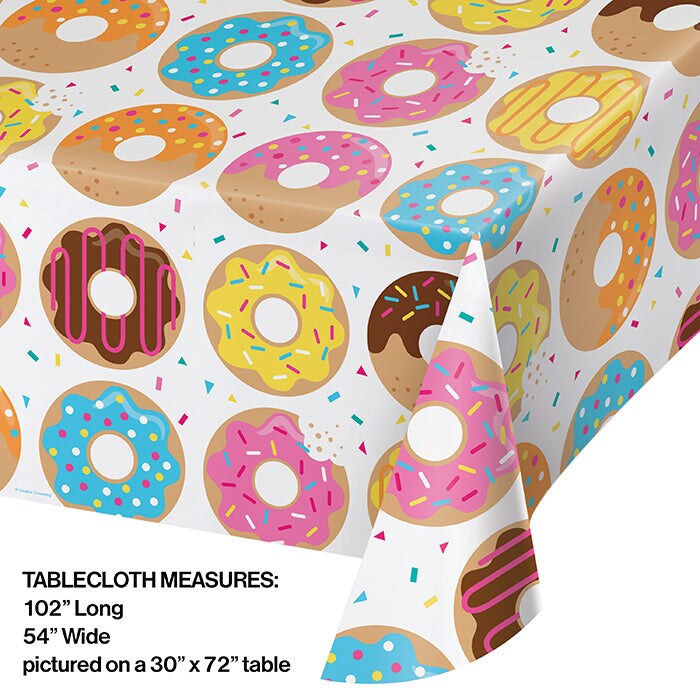 Donut Time Plastic Tablecover All Over Print, 54&#x22; X 102&#x22;