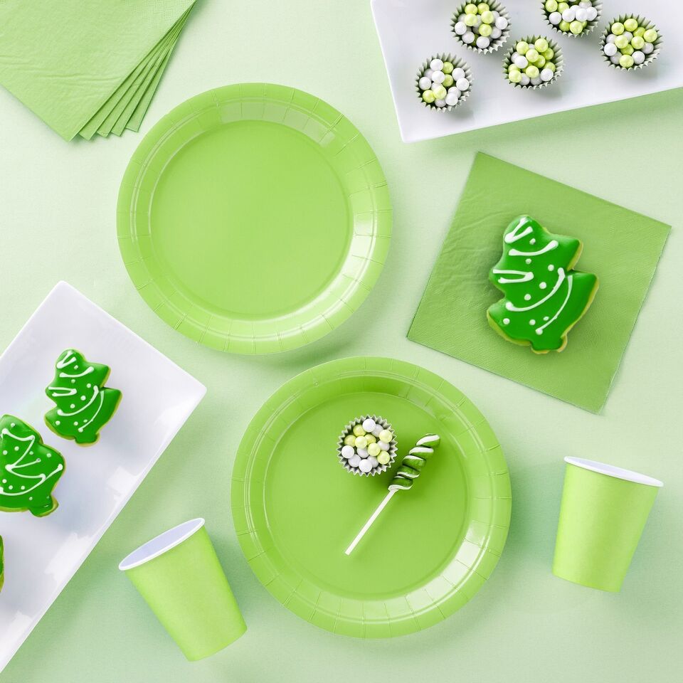 24 Set Green Party Supplies Disposable Dinnerware Set Paper Plates