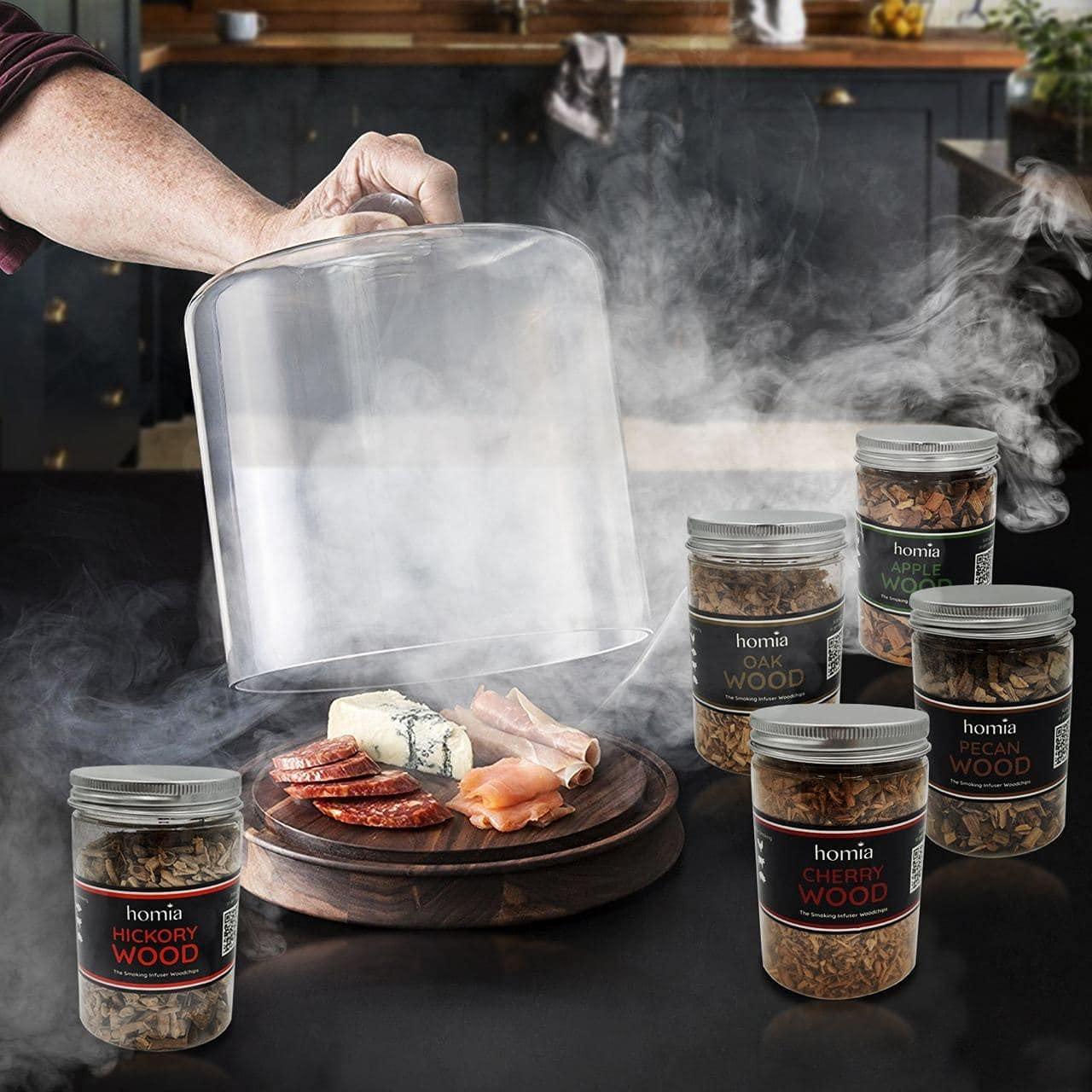 Cocktail Smoker Kit of Wood Chips 5 pcs x 8.4 oz Apple Wood Cherry Wood Hickory Wood Pecan Wood Oak Wood for Food Smoker for Smoking Infuser and Cocktail Smoker