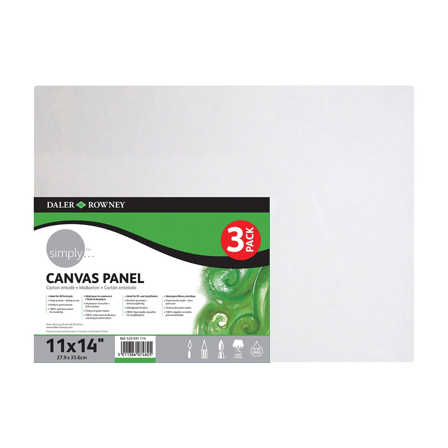 Simply White Canvas Panels Set, 11&#x22; x 14&#x22;, 3 Per Pack, 3 Packs