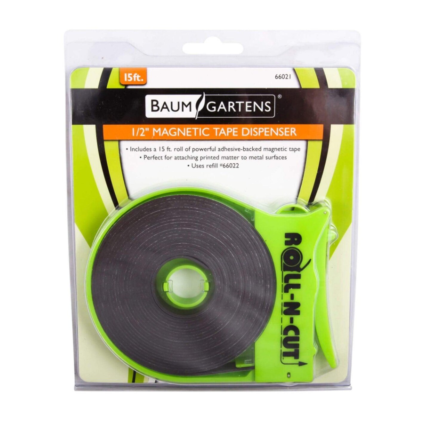 Magnetic Tape with Self Cutting Dispenser, 0.5&#x22; x 15&#x27;, Pack of 2