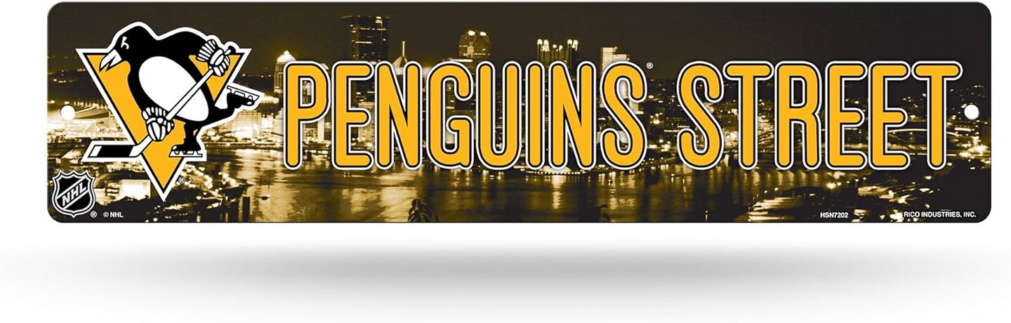 Rico Industries Penguins 16-Inch Plastic Street Sign D&#xE9;cor